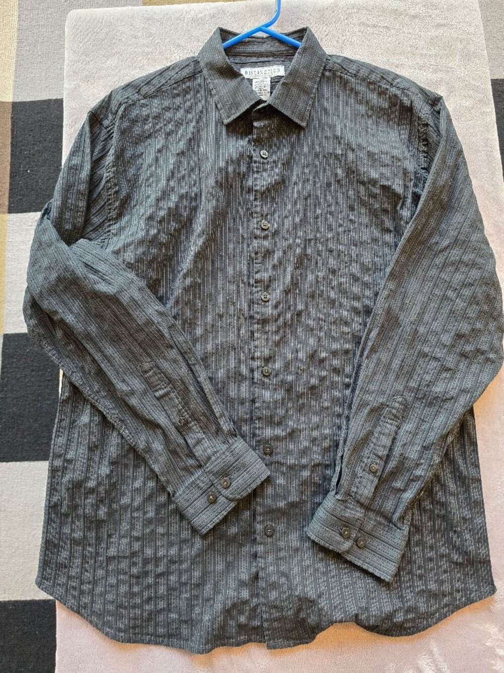Distinction men's black pin dress shirt size Lg. 16.5